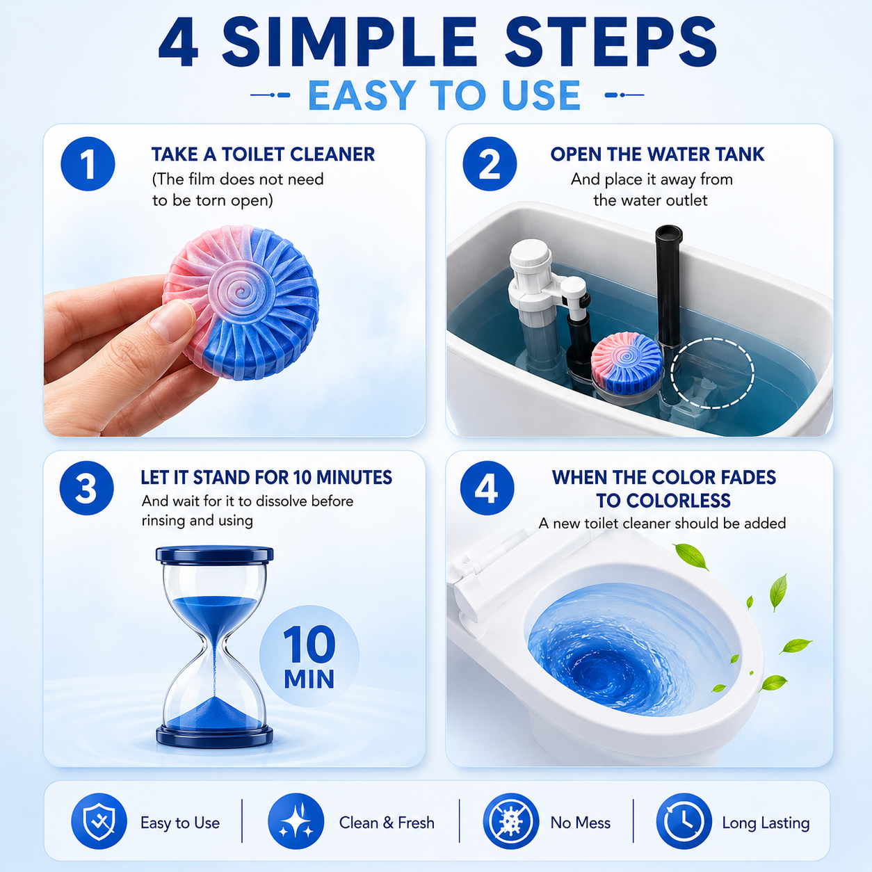 PureFlush™ Dual-Color Toilet Cleaner Tablets
